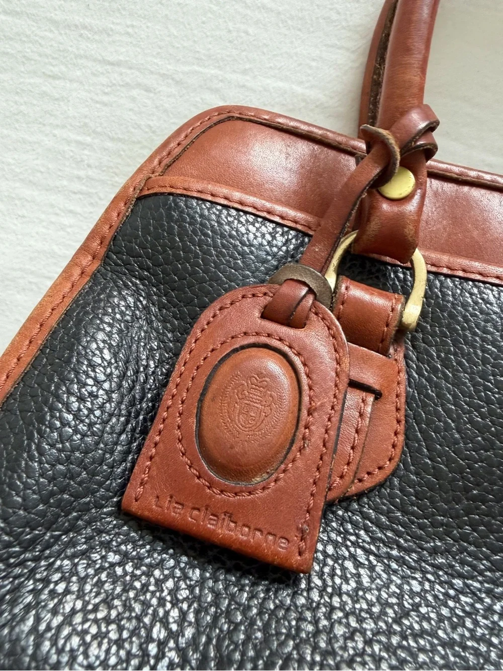 Vintage Liz Claiborne Black Leather Doctor Bag
